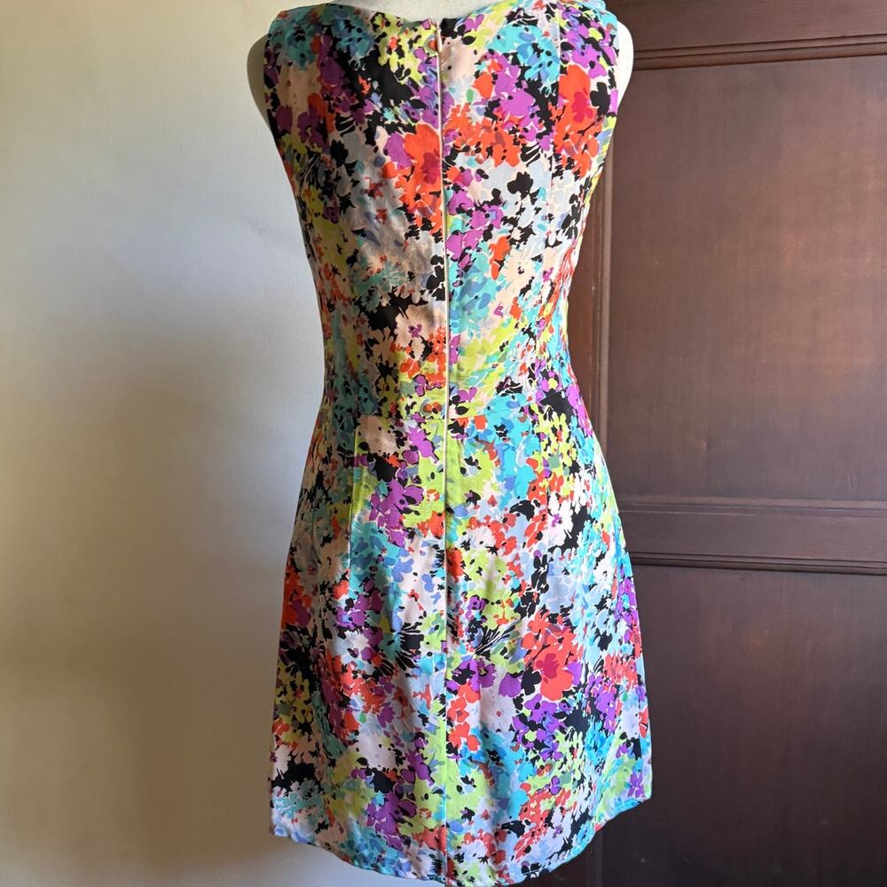 NANETTE LEPORE | Silk Psychedelic Floral Square Neck Cocktail Dress Size 2 - Picture 12 of 12